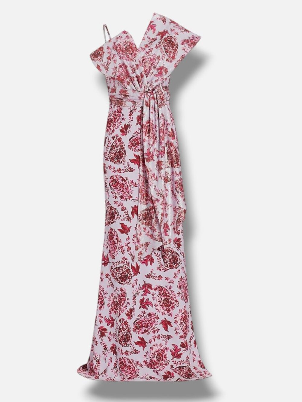 Badgley Mischka Women's Purple Floral Sequin Bow-Bodice Gown Dress Size 0